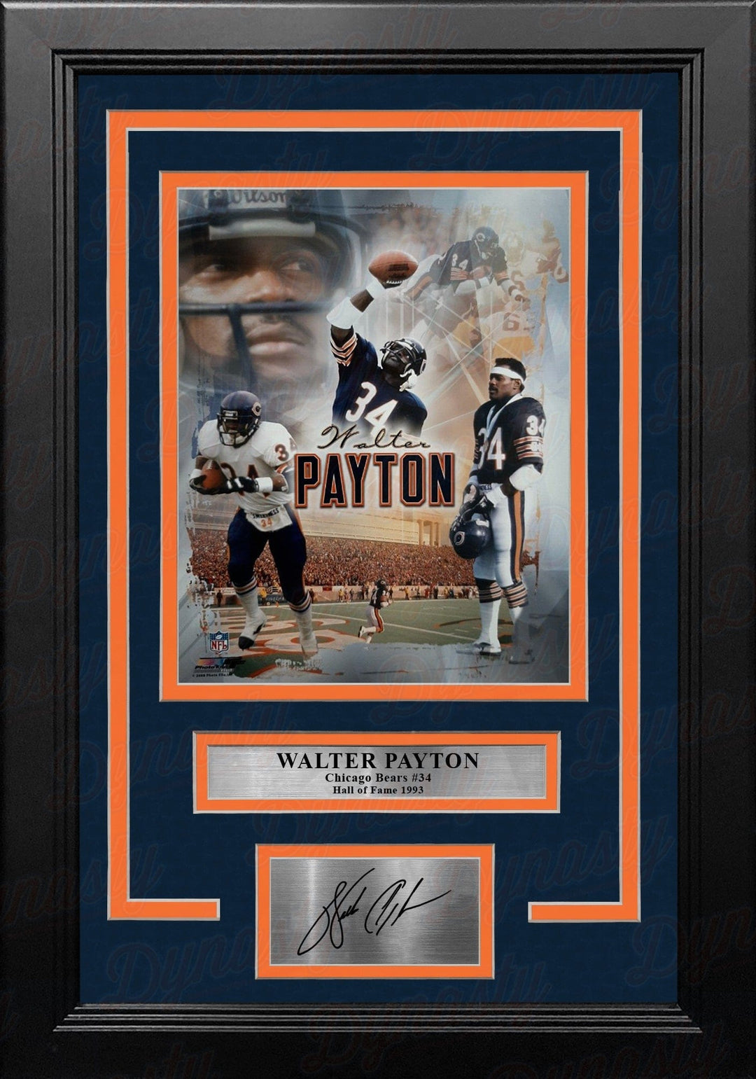 Dynasty Sports & Framing Engraved Signatures Walter Payton Chicago Bears 8" x 10" Framed Collage Football Photo with Engraved Autograph