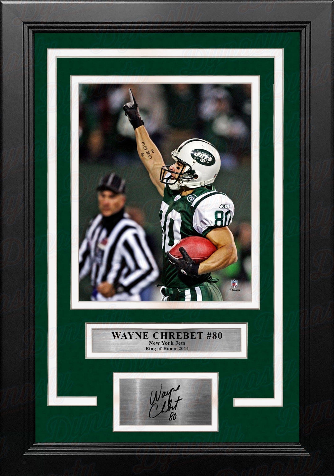 Dynasty Sports & Framing Engraved Signatures Wayne Chrebet Celebration New York Jets 8" x 10" Framed Football Photo with Engraved Autograph