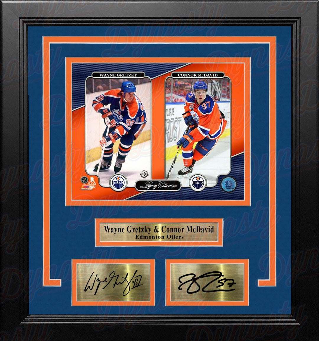 Dynasty Sports & Framing Engraved Signatures Wayne Gretzky & Connor McDavid Edmonton Oilers 8" x 10" Framed Hockey Photo with Engraved Autographs