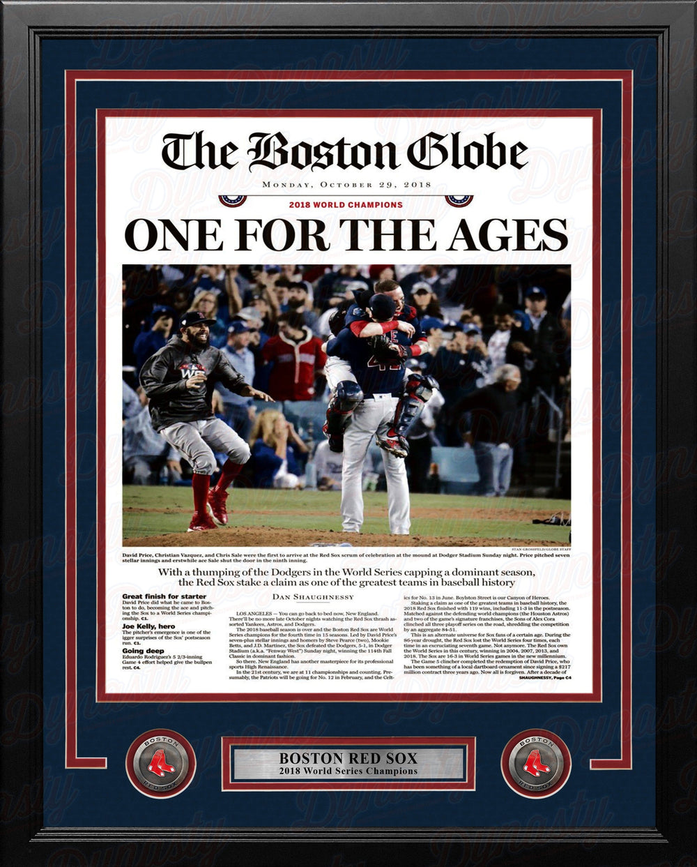 Dynasty Sports & Framing Framed Baseball Photos 11x14 Framed Photo Boston Red Sox 2018 World Series Champions Framed Boston Globe Photo