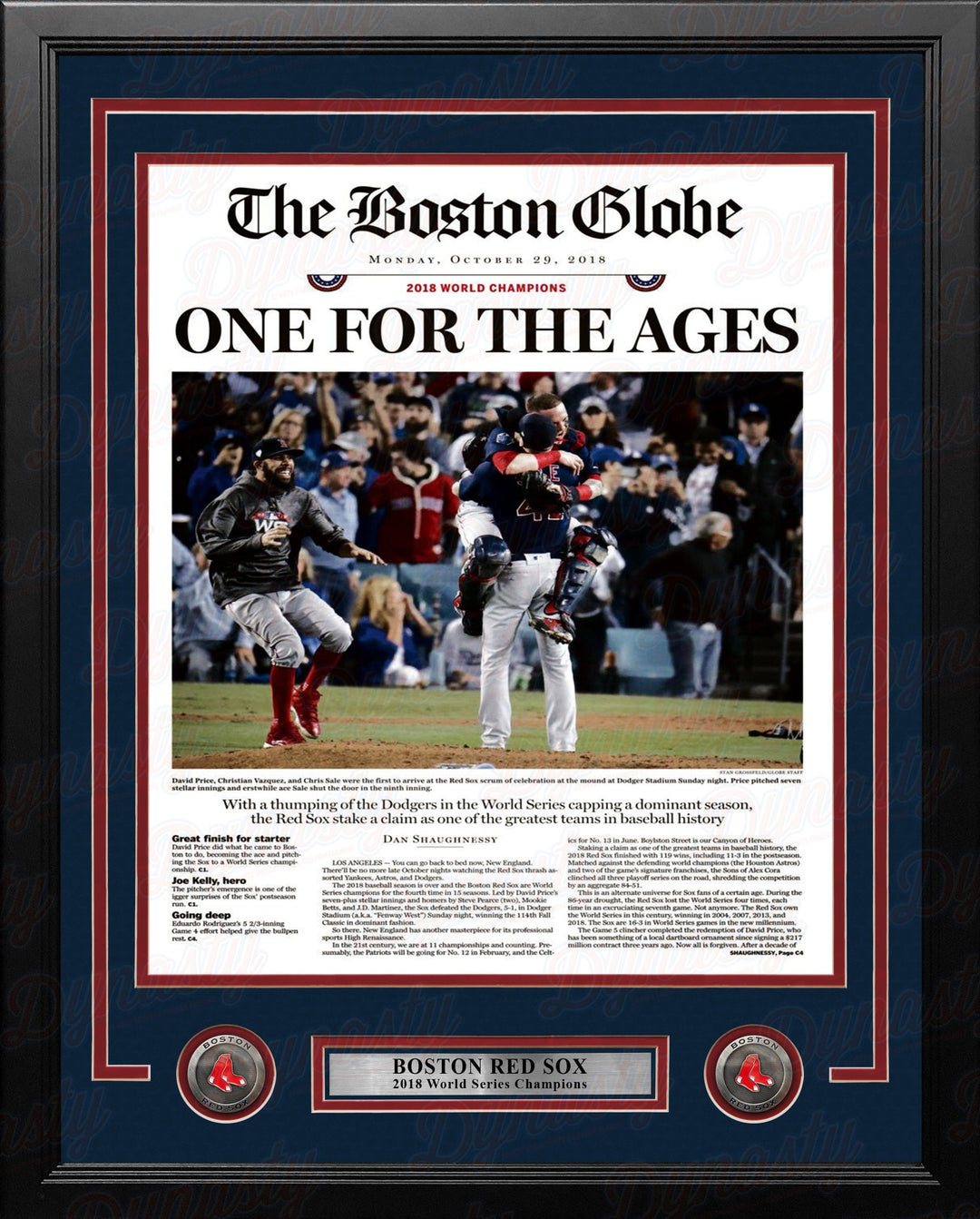 Dynasty Sports & Framing Framed Baseball Photos 11x14 Framed Photo Boston Red Sox 2018 World Series Champions Framed Boston Globe Photo