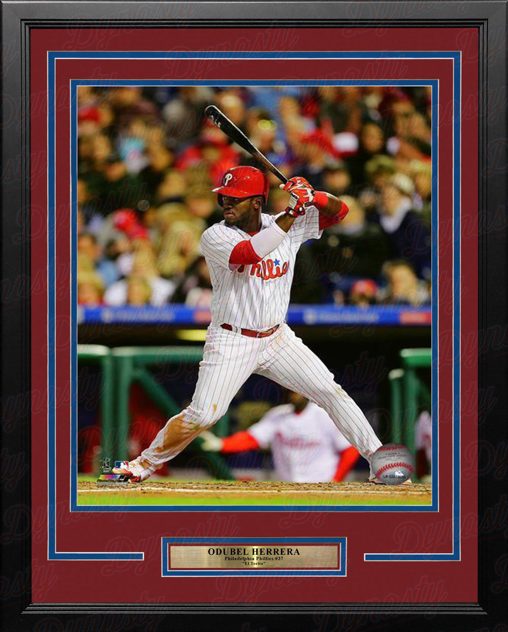 Dynasty Sports & Framing Framed Baseball Photos 11x14 Framed Photo Odubel Herrera Philadelphia Phillies At-Bat MLB Baseball Framed and Matted Photo