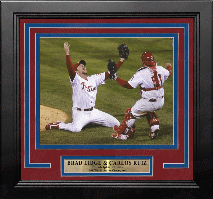 Dynasty Sports & Framing Framed Baseball Photos 8x10 Framed Photo Brad Lidge & Carlos Ruiz 2008 World Series Last Out Celebration Philadelphia Phillies Framed Baseball Photo