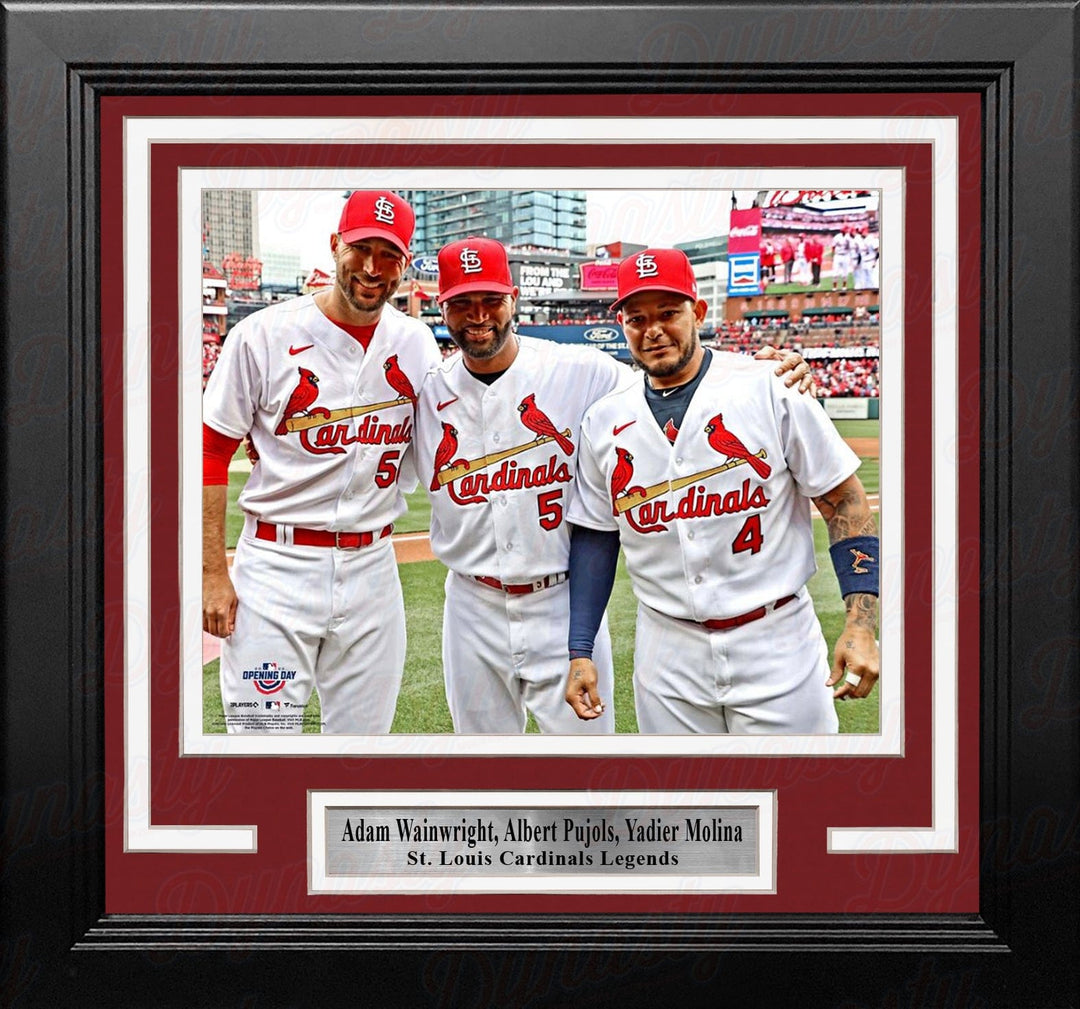 Dynasty Sports & Framing Framed Baseball Photos Adam Wainwright, Albert Pujols, & Yadier Molina St. Louis Cardinals 8" x 10" Framed Baseball Photo