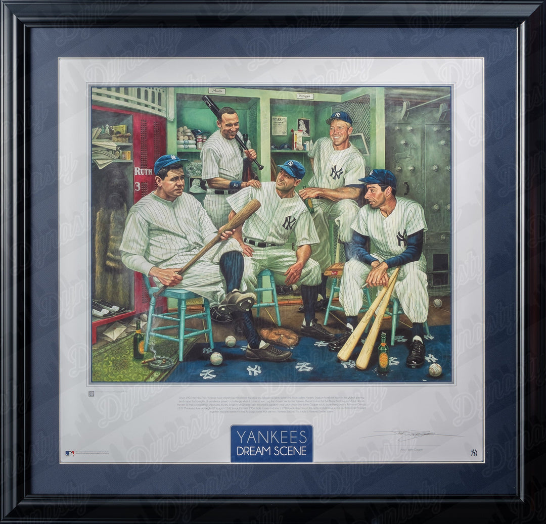 Dynasty Sports & Framing Framed Baseball Photos Black Frame w/ Navy Matting New York Yankees Dream Scene Framed and Matted Lithograph Artwork Print by Artist Jamie Cooper