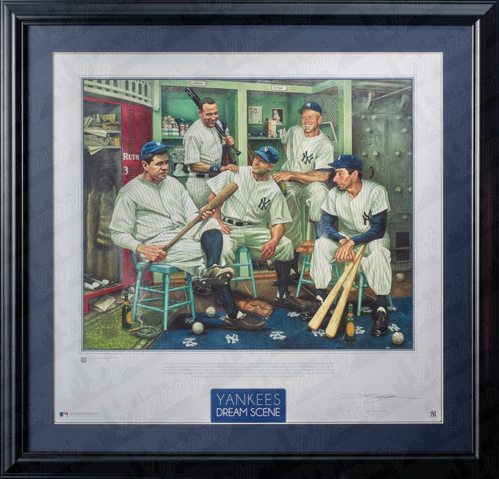 Dynasty Sports & Framing Framed Baseball Photos Black Frame w/ Navy Matting New York Yankees Dream Scene Framed and Matted Lithograph Artwork Print by Artist Jamie Cooper