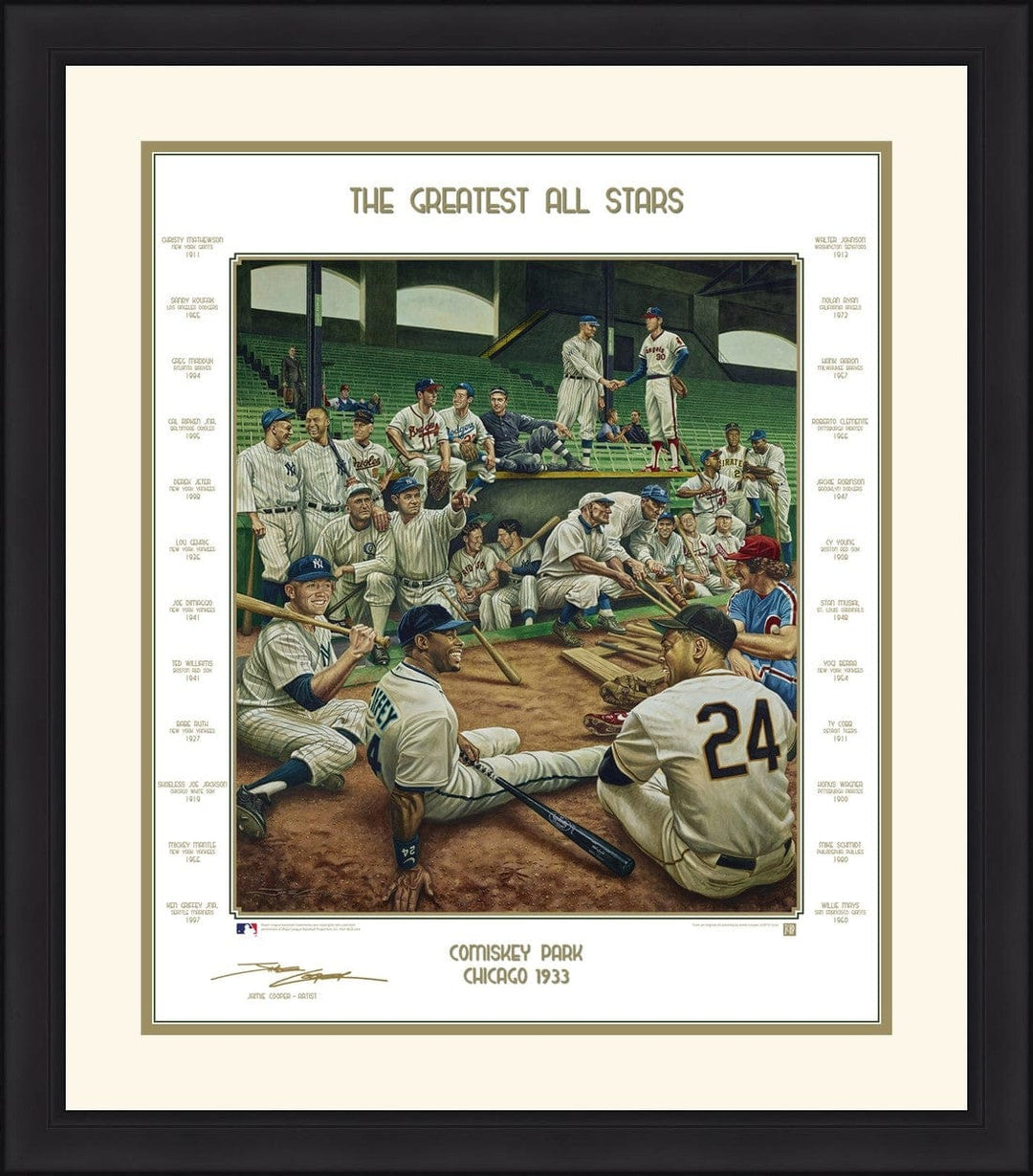 Dynasty Sports & Framing Framed Baseball Photos Black Frame with Matting MLB Baseball's Greatest All-Stars Exclusive Dream Scene Framed Lithograph Artwork Print