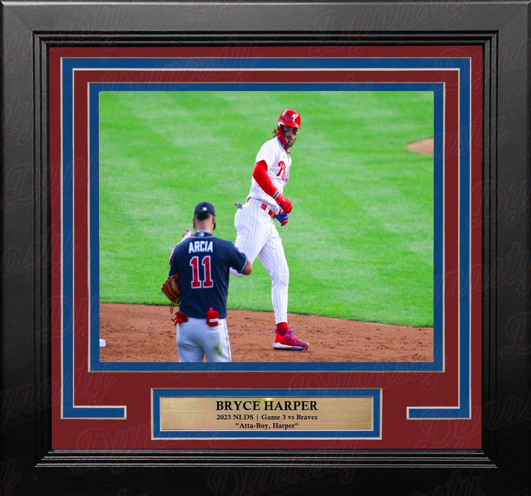 Dynasty Sports & Framing Framed Baseball Photos Bryce Harper Stares Down Arcia 2023 NLDS Philadelphia Phillies 8" x 10" Framed Photo