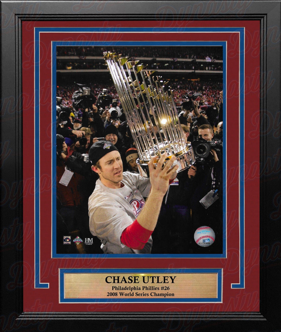 Dynasty Sports & Framing Framed Baseball Photos Chase Utley Philadelphia Phillies 2008 World Series Trophy 11" x 14" Framed Baseball Photo