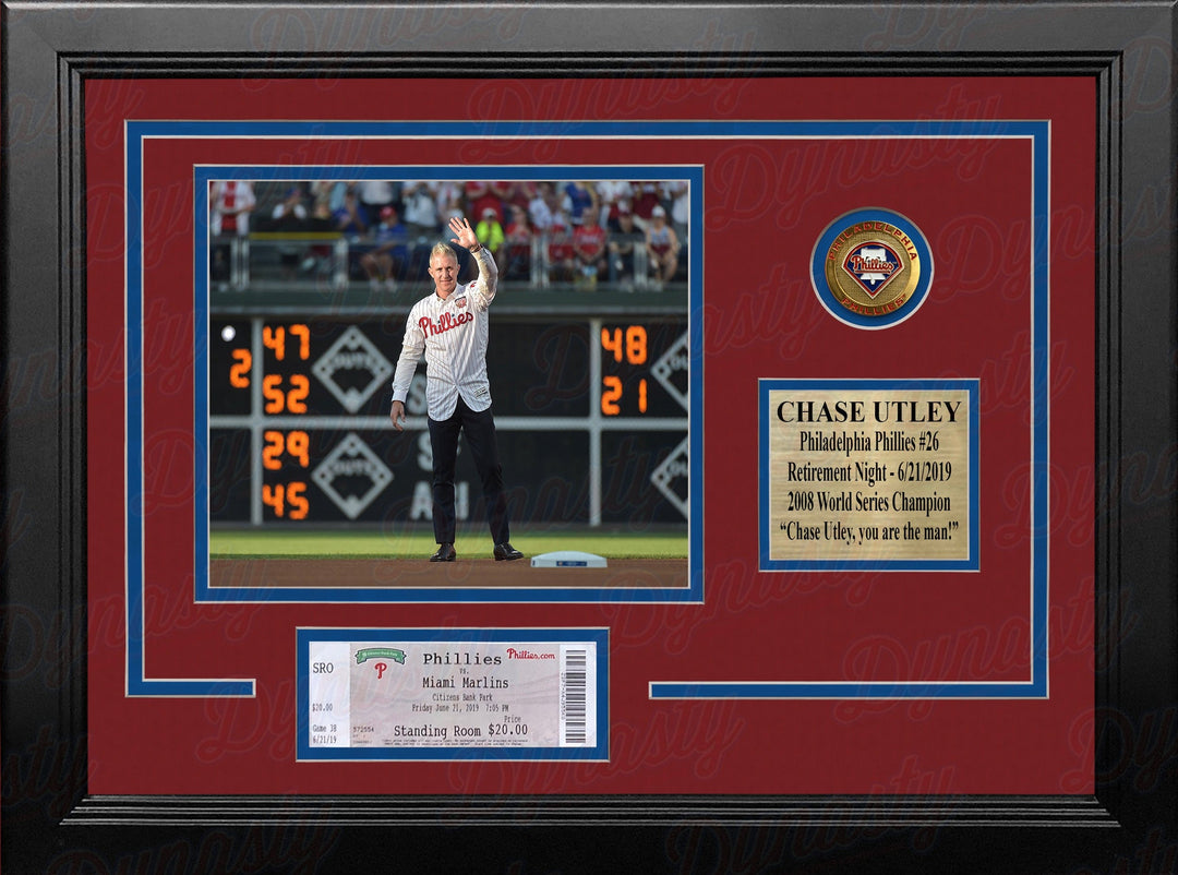 Dynasty Sports & Framing Framed Baseball Photos Chase Utley Retirement Night Philadelphia Phillies 8" x 10" Framed Baseball Photo with Replica Ticket