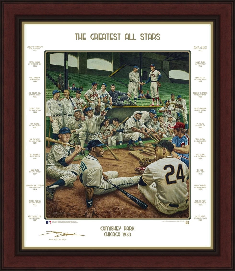 Dynasty Sports & Framing Framed Baseball Photos Cherry Frame MLB Baseball's Greatest All-Stars Exclusive Dream Scene Framed Lithograph Artwork Print