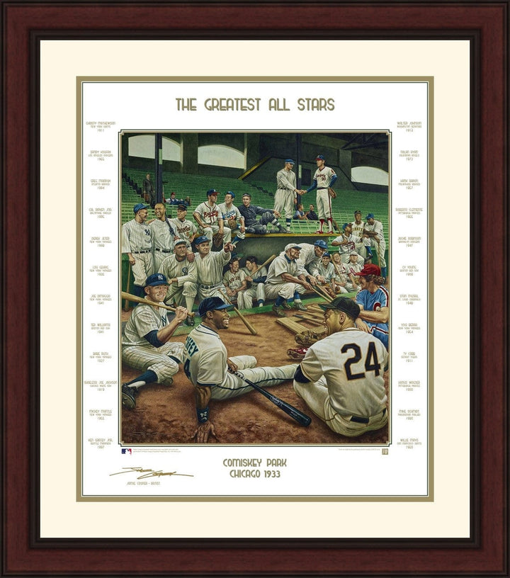 Dynasty Sports & Framing Framed Baseball Photos Cherry Frame with Matting MLB Baseball's Greatest All-Stars Exclusive Dream Scene Framed Lithograph Artwork Print