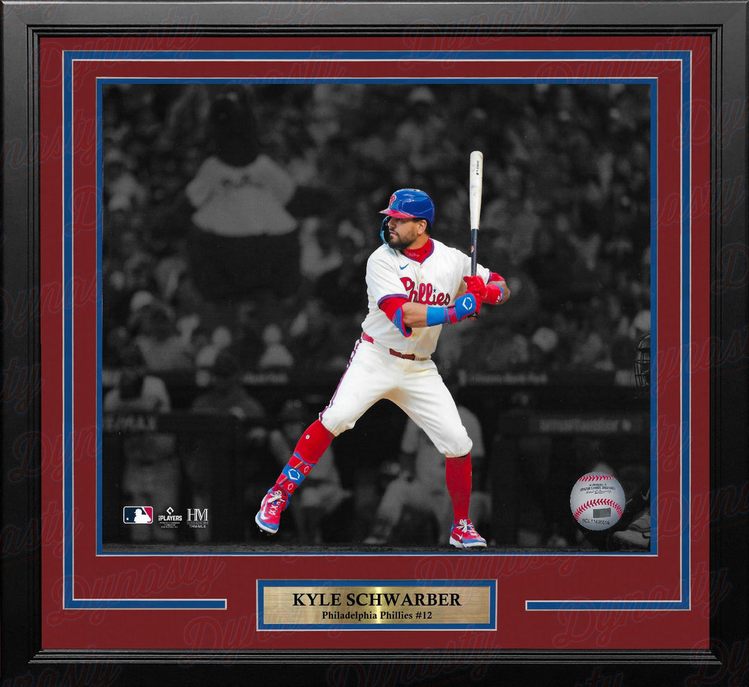 Dynasty Sports & Framing Framed Baseball Photos Kyle Schwarber Blackout Swing Philadelphia Phillies 16" x 20" Framed Baseball Photo