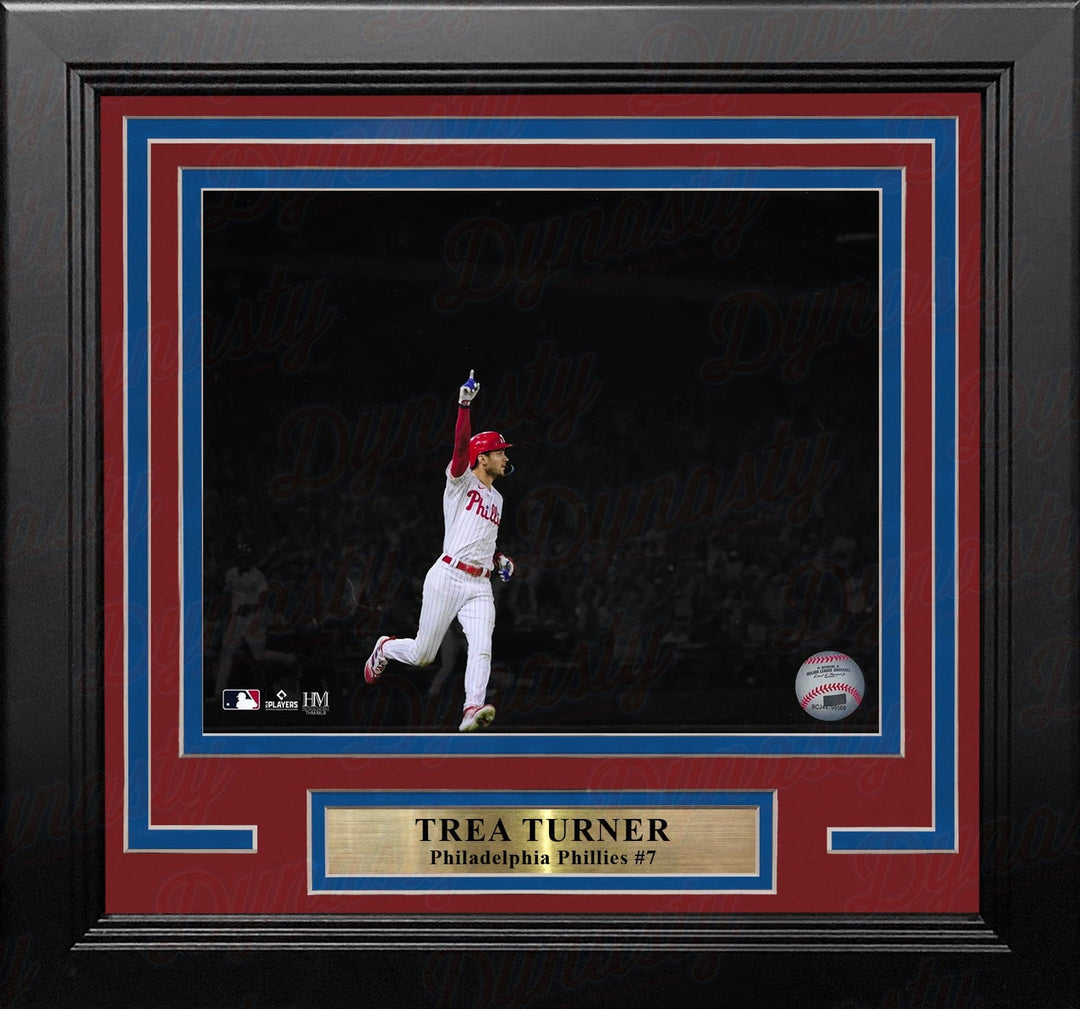Dynasty Sports & Framing Framed Baseball Photos Trea Turner Celebration Philadelphia Phillies 11" x 14" Framed Blackout Baseball Photo