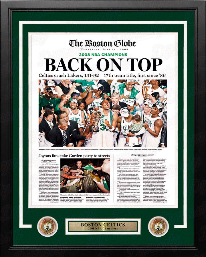 Dynasty Sports & Framing Framed Basketball Photos 11x14 Framed Photo Boston Celtics 2008 NBA Champions Framed Boston Globe Photo