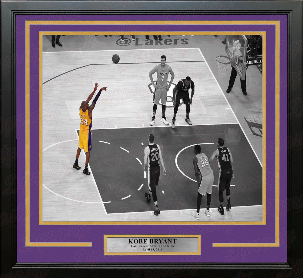 Dynasty Sports & Framing Framed Basketball Photos 11x14 Framed Photo Kobe Bryant's Last Career Shot Los Angeles Lakers Framed Basketball Photo