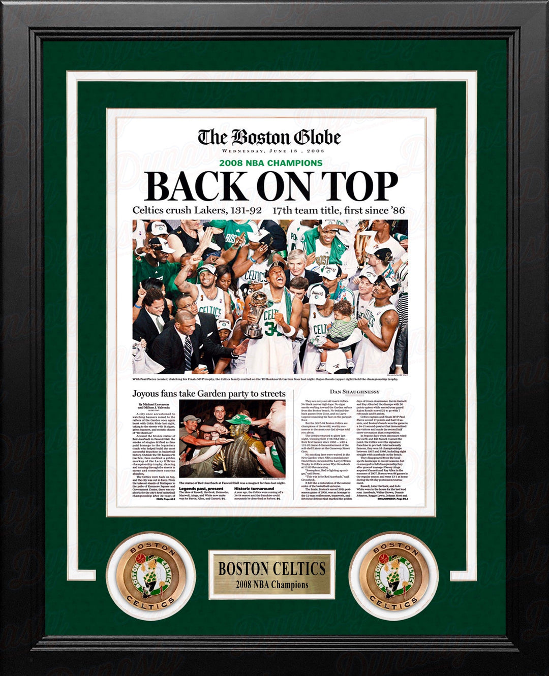 Dynasty Sports & Framing Framed Basketball Photos 8x10 Framed Photo Boston Celtics 2008 NBA Champions Framed Boston Globe Photo