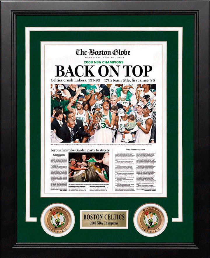 Dynasty Sports & Framing Framed Basketball Photos 8x10 Framed Photo Boston Celtics 2008 NBA Champions Framed Boston Globe Photo