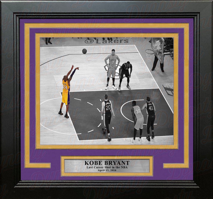Dynasty Sports & Framing Framed Basketball Photos 8x10 Framed Photo Kobe Bryant's Last Career Shot Los Angeles Lakers Framed Basketball Photo