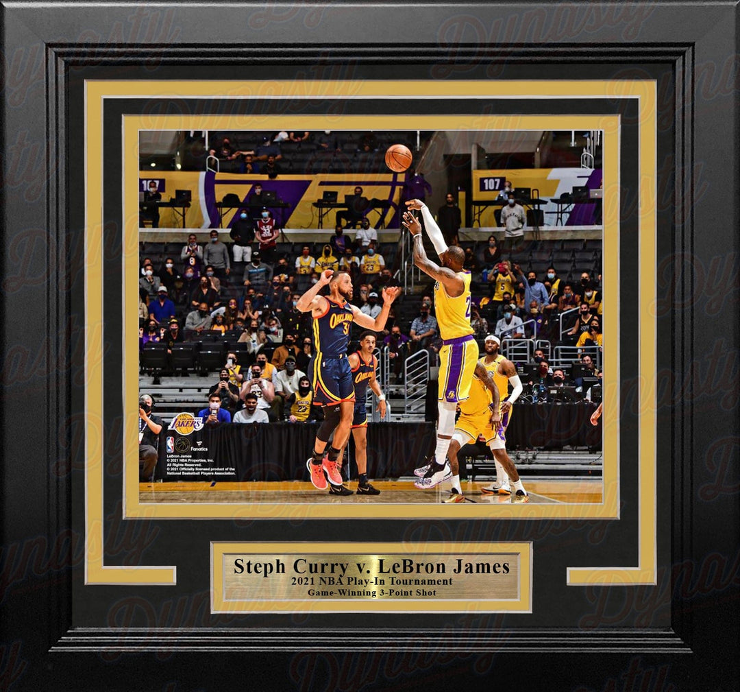 Dynasty Sports & Framing Framed Basketball Photos 8x10 Framed Photo (Neutral Colors) LeBron James v. Steph Curry Game-Winning Shot 2021 Play-In Tournament 8" x 10" Framed Photo