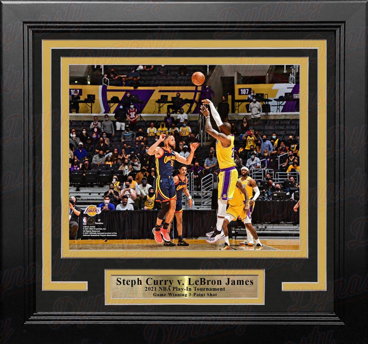 Dynasty Sports & Framing Framed Basketball Photos 8x10 Framed Photo (Neutral Colors) LeBron James v. Steph Curry Game-Winning Shot 2021 Play-In Tournament 8" x 10" Framed Photo