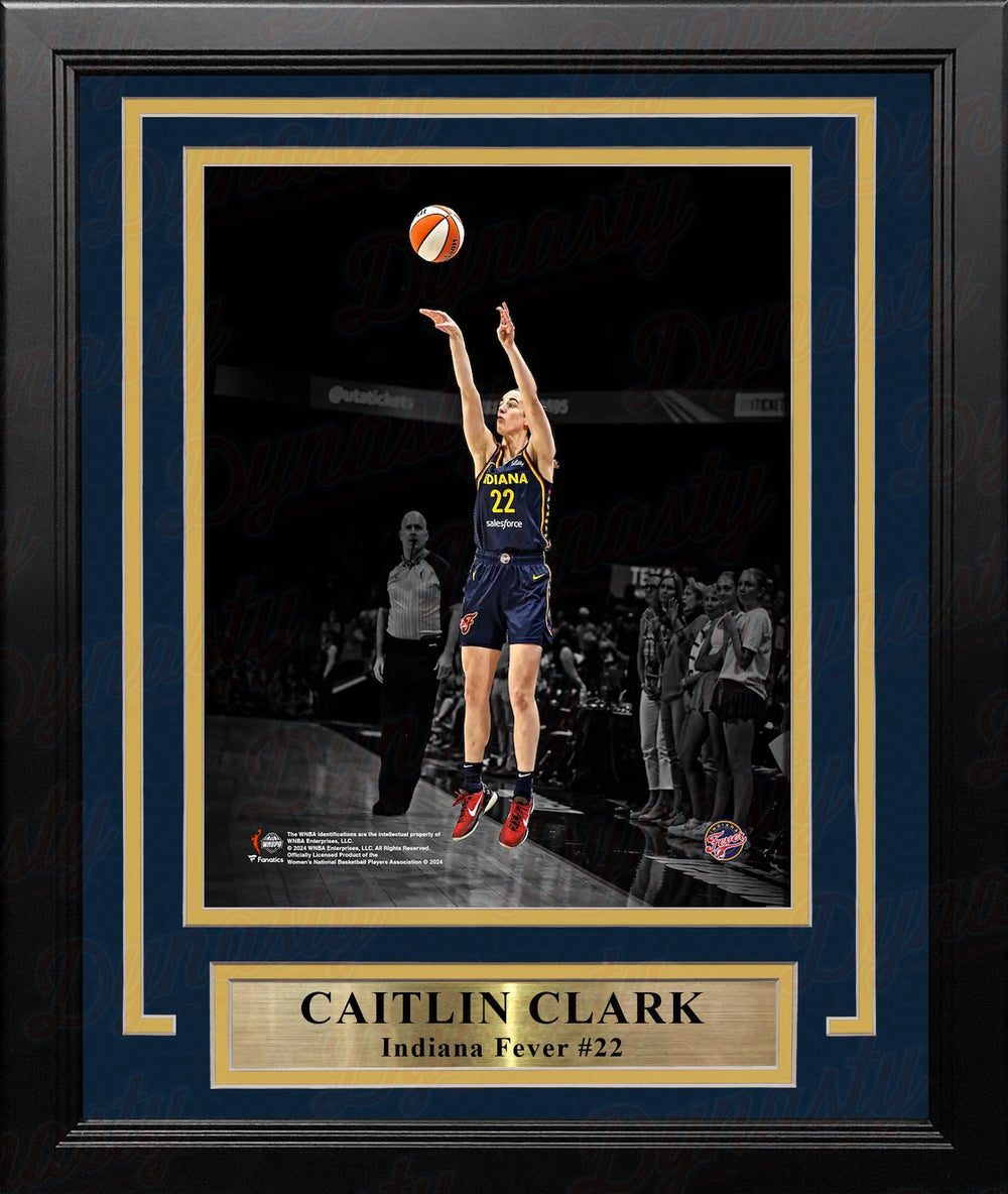 Dynasty Sports & Framing Framed Basketball Photos Caitlin Clark Shooting Action Indiana Fever 8" x 10" Framed WNBA Blackout Basketball Photo