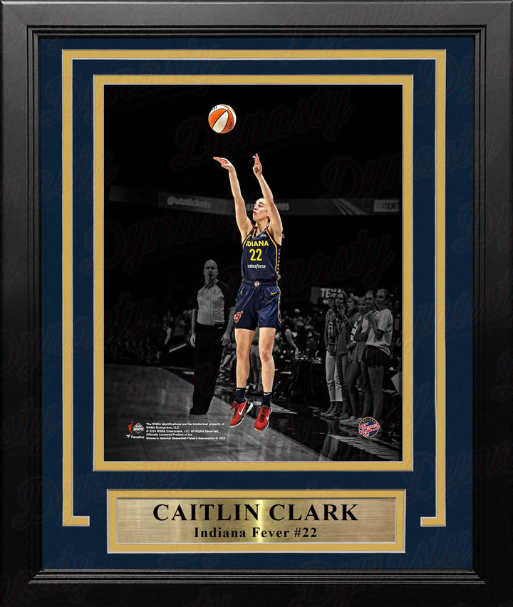 Dynasty Sports & Framing Framed Basketball Photos Caitlin Clark Shooting Action Indiana Fever 8" x 10" Framed WNBA Blackout Basketball Photo