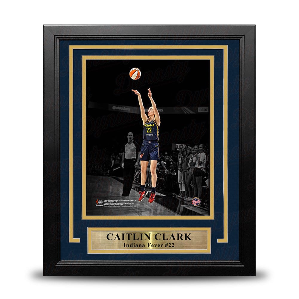 Dynasty Sports & Framing Framed Basketball Photos Caitlin Clark Shooting Action Indiana Fever 8" x 10" Framed WNBA Blackout Basketball Photo
