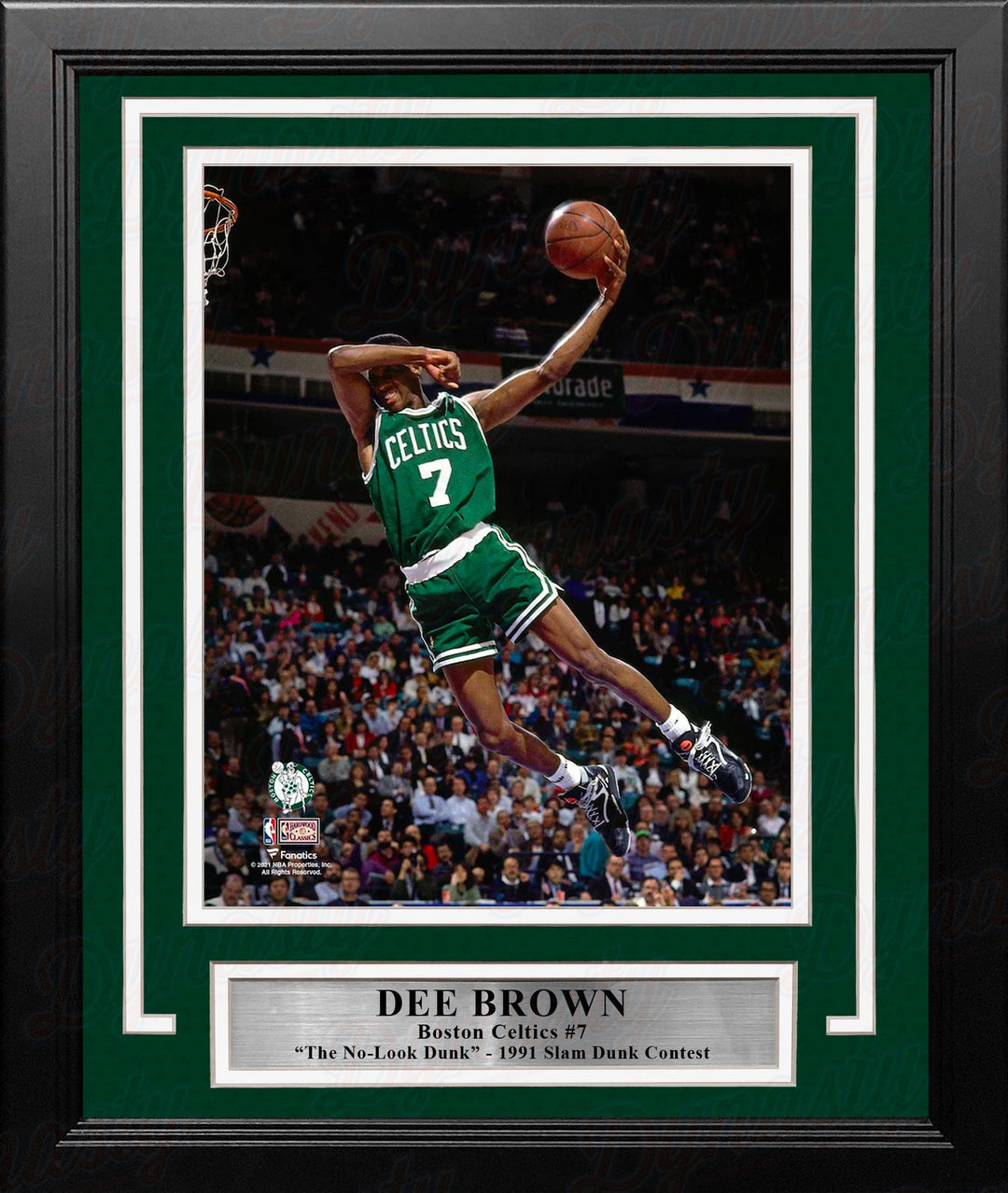 Dynasty Sports & Framing Framed Basketball Photos Dee Brown No-Look Dunk 1991 Slam Dunk Contest Boston Celtics 8" x 10" Framed Basketball Photo