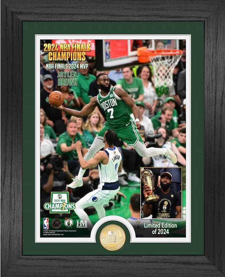 Dynasty Sports & Framing Framed Basketball Photos Jaylen Brown Boston Celtics Highland Mint 2024 NBA Finals MVP 13" x 16" Bronze Coin Photo Mint