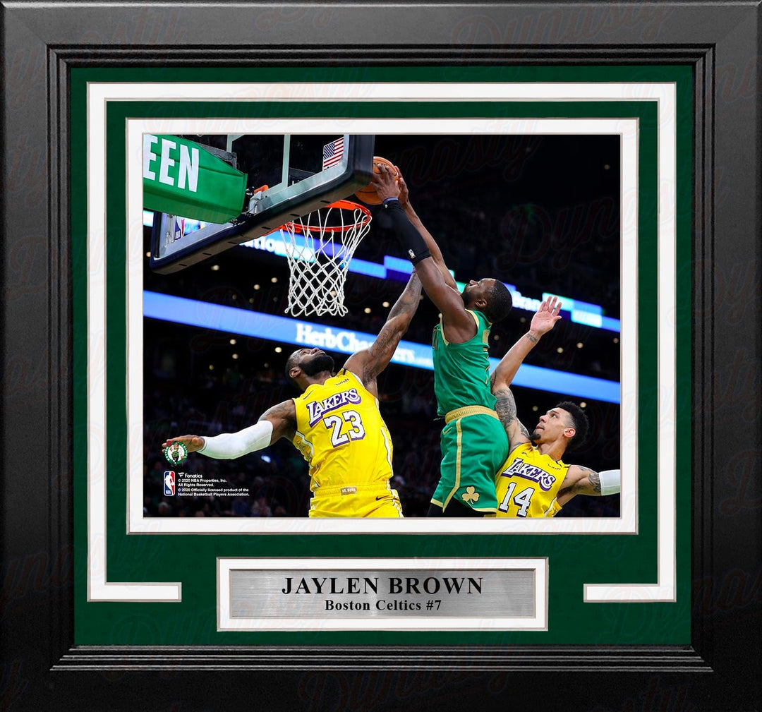 Dynasty Sports & Framing Framed Basketball Photos Jaylen Brown Dunks Over LeBron Boston Celtics 8" x 10" Framed Basketball Photo