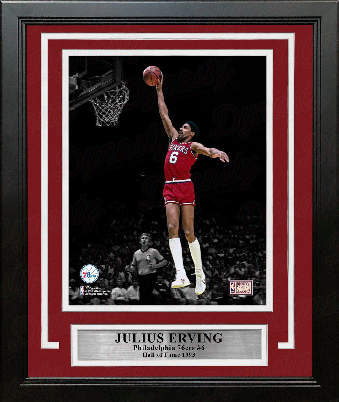 Dynasty Sports & Framing Framed Basketball Photos Julius "Dr. J" Erving Blackout Dunk Philadelphia 76ers 8" x 10" Framed Basketball Photo