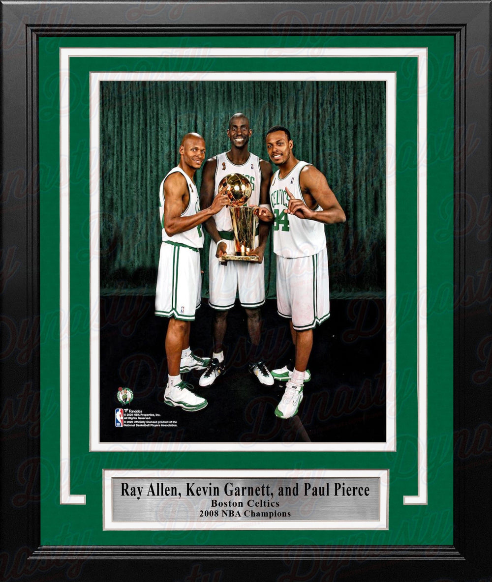 Dynasty Sports & Framing Framed Basketball Photos Ray Allen, Kevin Garnett, & Paul Pierce NBA Champions Boston Celtics 8x10 Framed Basketball Photo