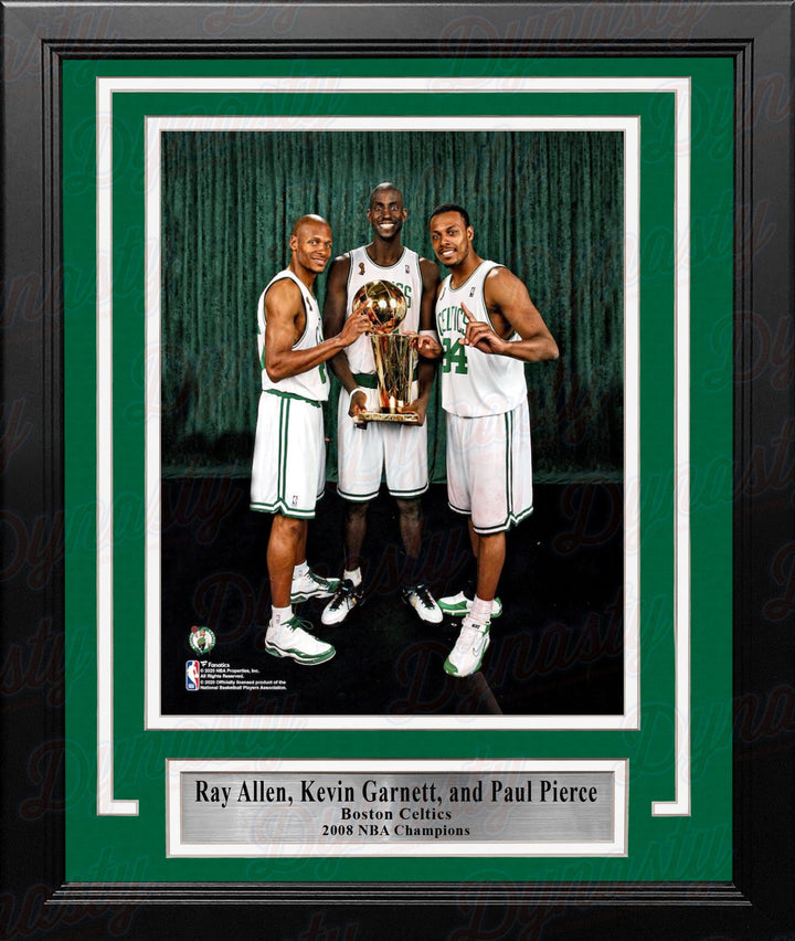 Dynasty Sports & Framing Framed Basketball Photos Ray Allen, Kevin Garnett, & Paul Pierce NBA Champions Boston Celtics 8x10 Framed Basketball Photo