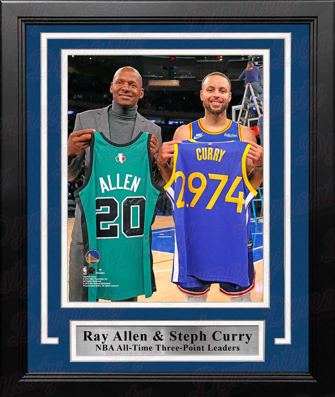 Dynasty Sports & Framing Framed Basketball Photos Ray Allen & Steph Curry 3-Point Record-Breaking Celebration 8" x 10" Framed Basketball Photo