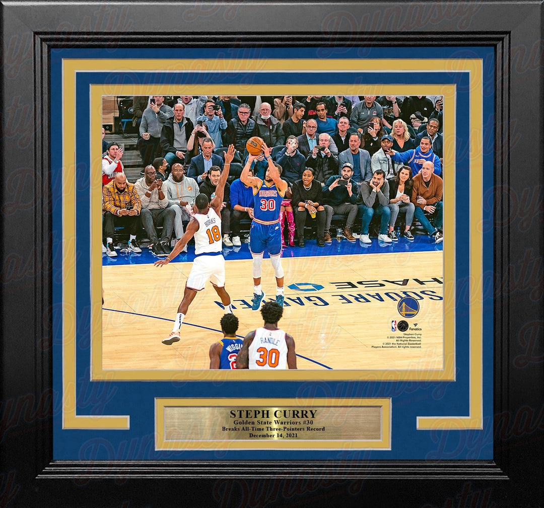 Dynasty Sports & Framing Framed Basketball Photos Steph Curry 3-Point Record-Breaking Shot Golden State Warriors 8" x 10" Framed Basketball Photo