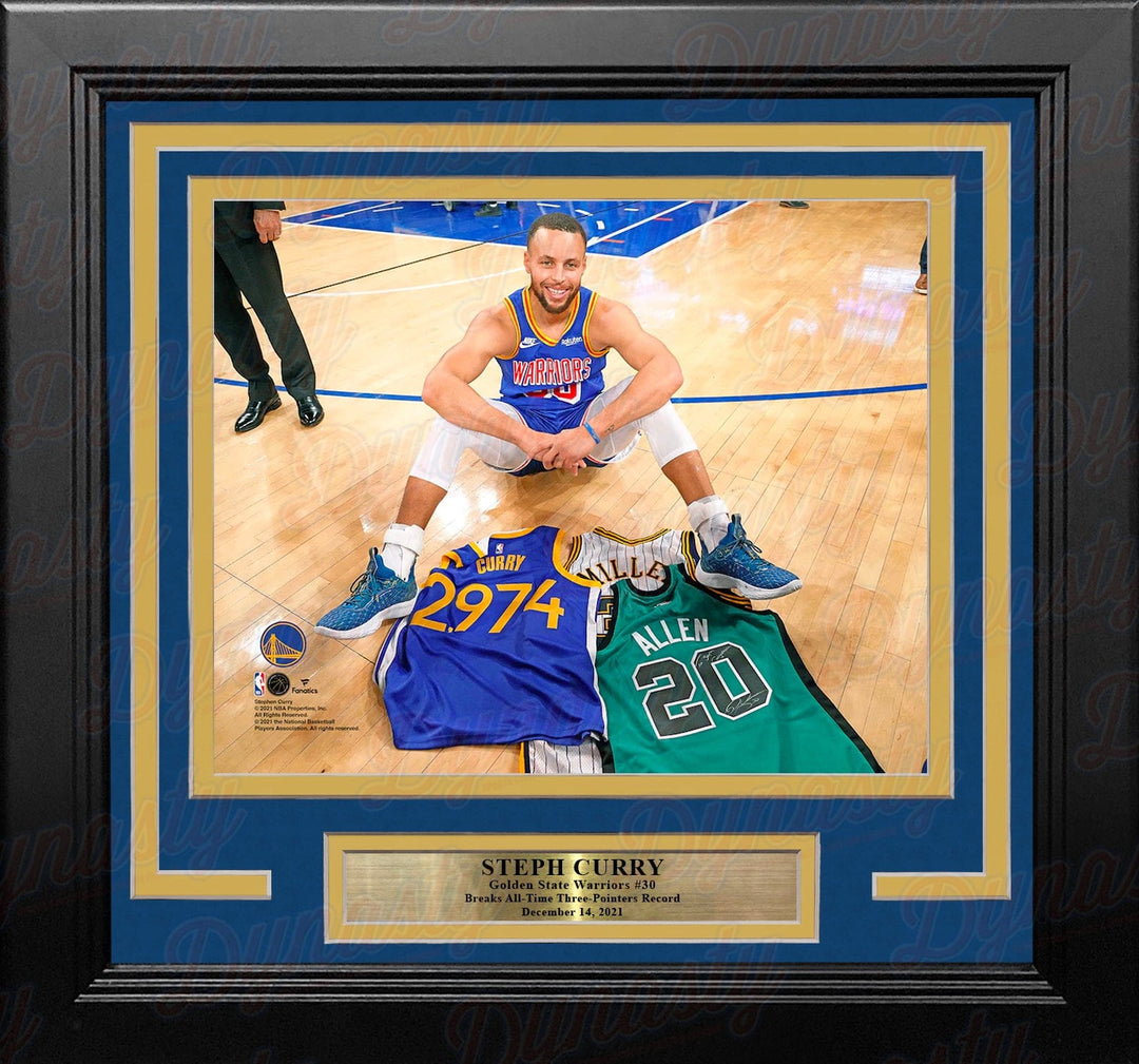 Dynasty Sports & Framing Framed Basketball Photos Steph Curry with 3-Point Record Jerseys Golden State Warriors 8" x 10" Framed Basketball Photo