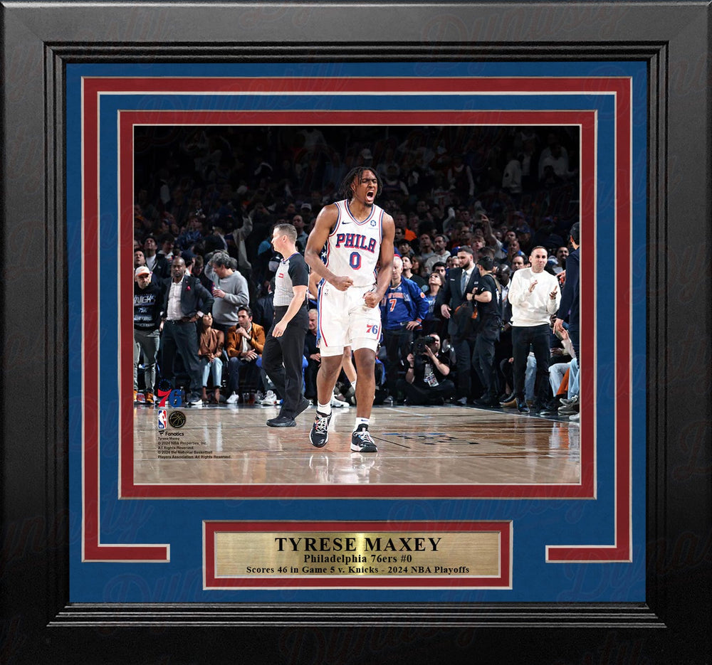 Dynasty Sports & Framing Framed Basketball Photos Tyrese Maxey Playoff Celebration Philadelphia 76ers 8" x 10" Framed Basketball Photo