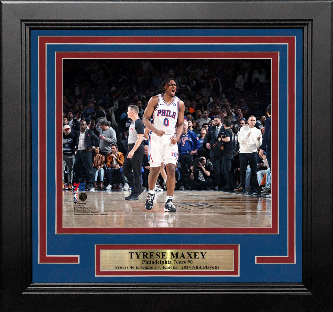 Dynasty Sports & Framing Framed Basketball Photos Tyrese Maxey Playoff Celebration Philadelphia 76ers 8" x 10" Framed Basketball Photo