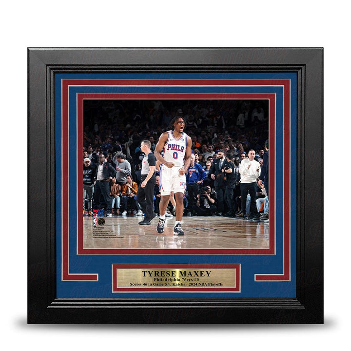 Dynasty Sports & Framing Framed Basketball Photos Tyrese Maxey Playoff Celebration Philadelphia 76ers 8" x 10" Framed Basketball Photo