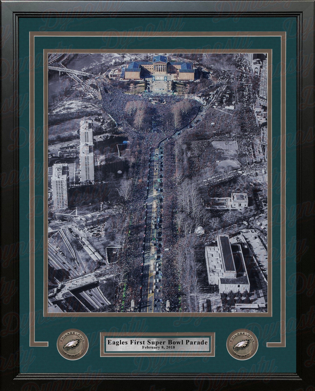 Dynasty Sports & Framing Framed Football Photos 11x14 Framed Photo Philadelphia Eagles Super Bowl LII Champions Parade NFL Football Framed and Matted Photo