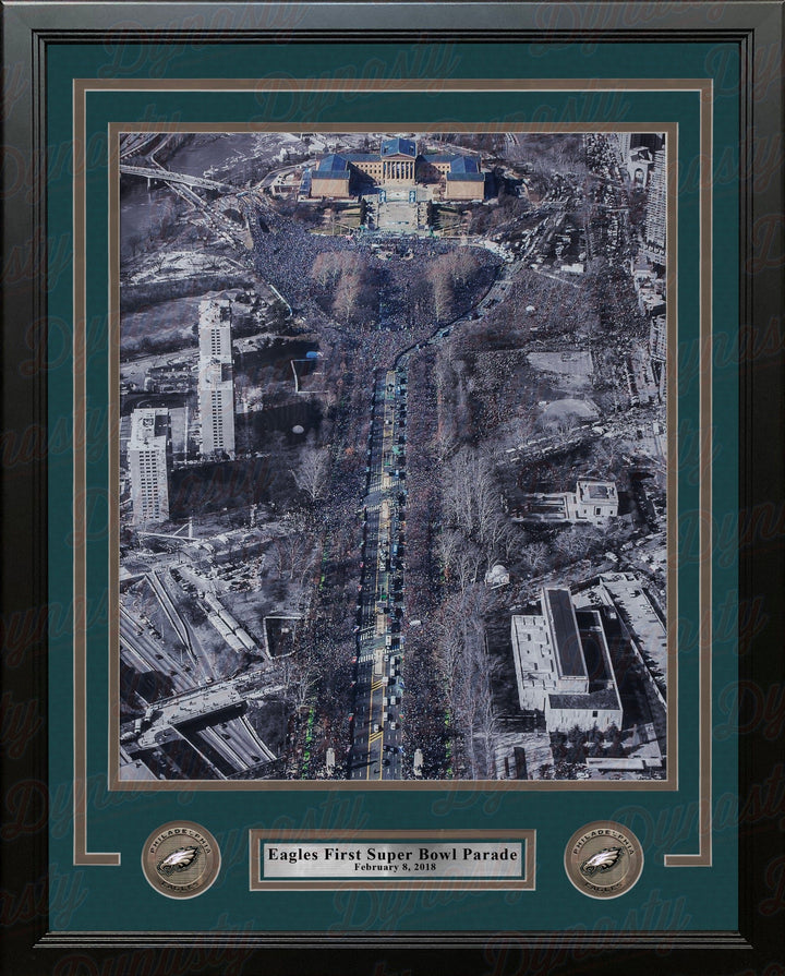 Dynasty Sports & Framing Framed Football Photos 11x14 Framed Photo Philadelphia Eagles Super Bowl LII Champions Parade NFL Football Framed and Matted Photo