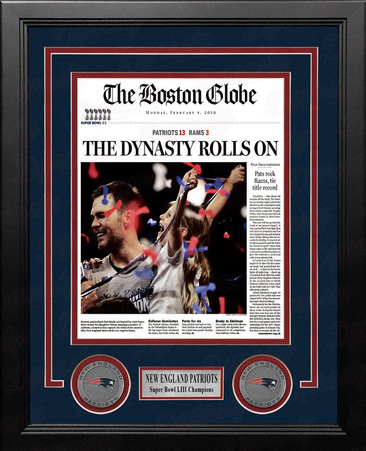 Dynasty Sports & Framing Framed Football Photos 8x10 Framed Photo New England Patriots Super Bowl LIII Champions Framed Boston Globe Photo