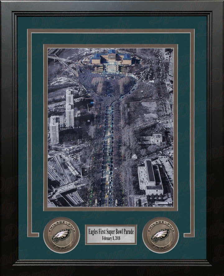 Dynasty Sports & Framing Framed Football Photos 8x10 Framed Photo Philadelphia Eagles Super Bowl LII Champions Parade NFL Football Framed and Matted Photo