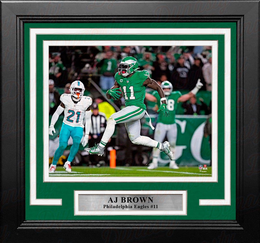 Dynasty Sports & Framing Framed Football Photos AJ Brown Kelly Green Touchdown Philadelphia Eagles 8" x 10" Framed Football Photo