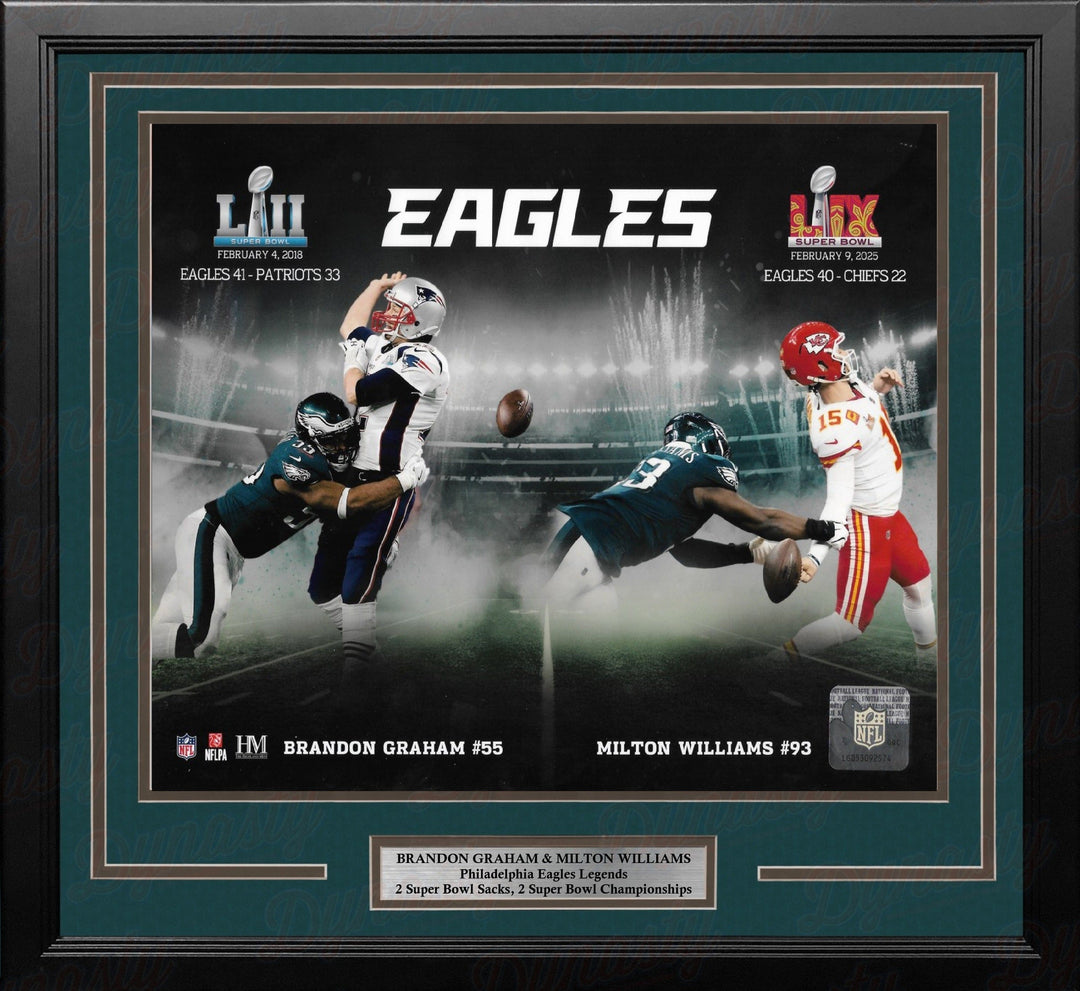 Dynasty Sports & Framing Framed Football Photos Brandon Graham & Milton Williams Super Bowl Sacks Philadelphia Eagles 16" x 20" Framed Collage Photo