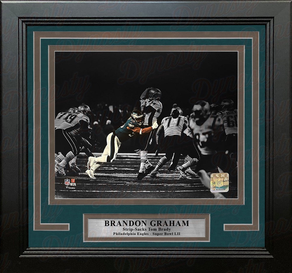 Dynasty Sports & Framing Framed Football Photos Brandon Graham Sacks Tom Brady Philadelphia Eagles 8" x 10" Super Bowl LII Blackout Framed Football Photo
