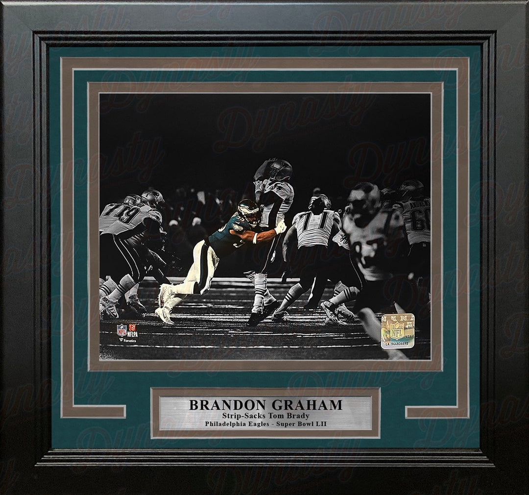 Dynasty Sports & Framing Framed Football Photos Brandon Graham Sacks Tom Brady Philadelphia Eagles 8" x 10" Super Bowl LII Blackout Framed Football Photo