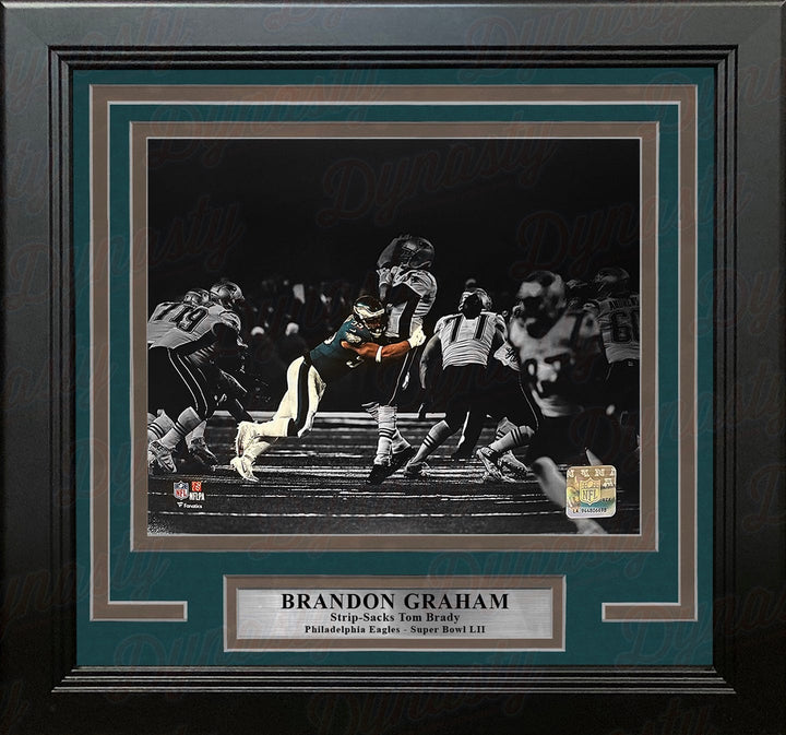 Dynasty Sports & Framing Framed Football Photos Brandon Graham Sacks Tom Brady Philadelphia Eagles 8" x 10" Super Bowl LII Blackout Framed Football Photo