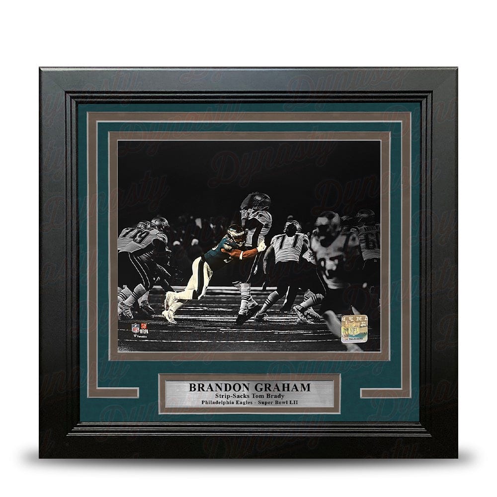 Dynasty Sports & Framing Framed Football Photos Brandon Graham Sacks Tom Brady Philadelphia Eagles 8" x 10" Super Bowl LII Blackout Framed Football Photo